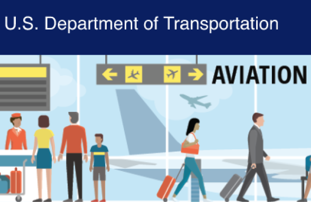 Illustration of people at an airport from the Aviation Consumer Protection website