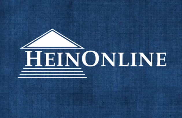 HeinOnline logo in white on navy blue background