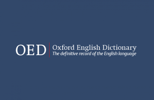 Oxford English Dictionary logo on dark blue background